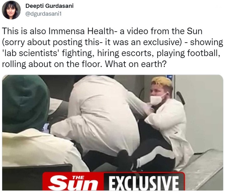 Deepti Gurdasani tweet re Immensa Sun report 15-10-2021